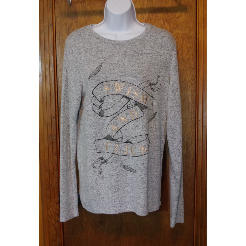 Harry Potter Swish and Flick Heather Gray Glitter Graphic‎ Sweatshirt Small